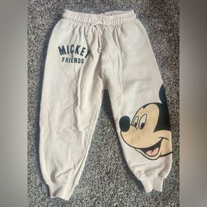 ZARA x  Disney Mickey Mouse Kids Joggers - Cream Color. Size 4-5 Y